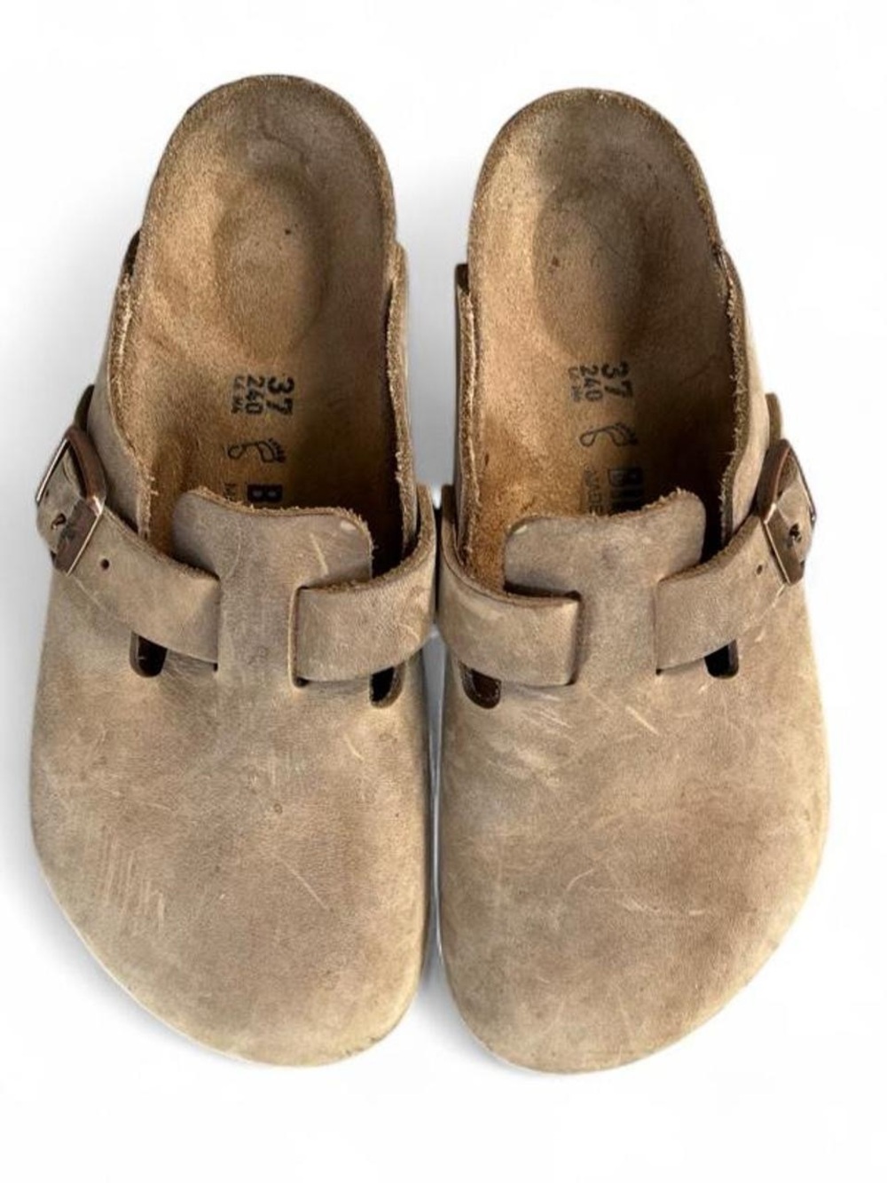 Birkenstock Boston Taupe Suede Clogs EU 37 Wide Fit Women's 6-6.5 - Picture 7 of 8